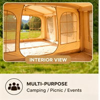 Tente de camping gonflable avec pompe manuelle, tente extérieure imperméable, tente gonflable pour 8 à 12 personnes, tente de glamping 4 saisons, cabane gonflable