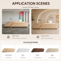 Bureau d'accueil moderne et minimaliste irrégulier avec éclairage LED, en bois de luxe, pour hall d'hôtel - Vente en gros