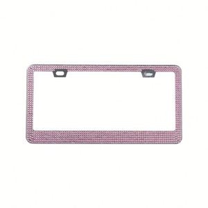 Cadre scintillant en acier inoxydable avec strass, support noir et blanc pour plaque d'immatriculation - Product Image 3