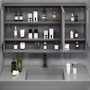Lavabo de toilette intégré planche latérale planche à repasser stockage bijoux mélamine salle de bain intelligente Led miroir noir <span class=keywords><strong>armoire</strong></span> à <span class=keywords><strong>pharmacie</strong></span> - Product Image 3