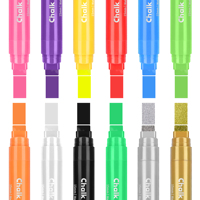 Marqueurs jumbo 12 couleurs de 15 mm d'épaisseur, effaçables à l'eau pour fenêtres, voitures, tableaux noirs, verre et bistros