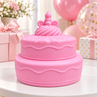 Jouet Squishy Gâteau d'Anniversaire Rose Géant à Deux Niveaux en TPR, à Remontée Lente, Doux à Presser, Sensoriel Anti-Stress, en Forme d'Aliment, Cadeau Nouveauté