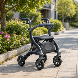 Déambulateur futuriste en fibre de carbone gris foncé avec cadre épuré et motif gravé – Aide à la mobilité légère pour personnes âgées - Product Image 4