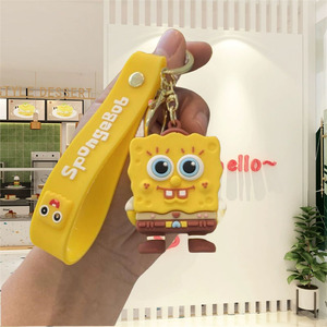 Joli porte-clés 3D en PVC de dessin animé <span class=keywords><strong>Bob</strong></span> l'éponge, pendentif <span class=keywords><strong>Patrick</strong></span> Star rose en caoutchouc pour voiture, sac, cadeau pour couples - Product Image 3