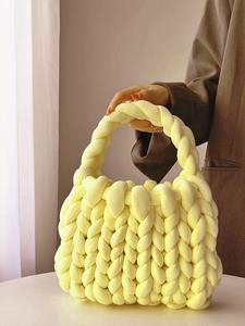 Nuova Borsa a Mano Casual Coreana <span class=keywords><strong>2023</strong></span> con Chiusura Aperta in Filato Intrecciato, Borsa da Donna in Pelle PU Lavorata a Maglia con Logo Personalizzato - Product Image 6