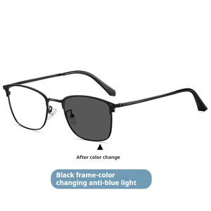 Gafas de Sol Retro de Acero Inoxidable al por Mayor, Monturas de Gafas de Moda con Diseño Browline Semi-Sin Montura para Hombre, Gafas Fotocromáticas con Bloqueo de Luz Azul - Product Image 4