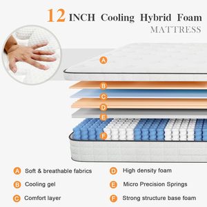 12 inch Nữ Hoàng lai nệm hiện đại hộp mùa xuân thoáng khí Túi xốp cách ly chuyển động mùa xuân-KHÁCH SẠN CĂN HỘ trung bình - Product Image 3