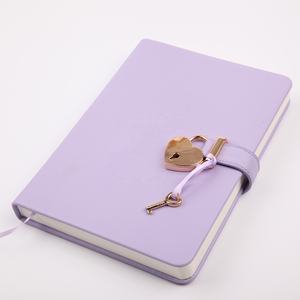 女孩心形锁日记本带钥匙玫瑰金Pu皮革日记本定制标志封面A5日记本秘密笔记本 - Product Image 3