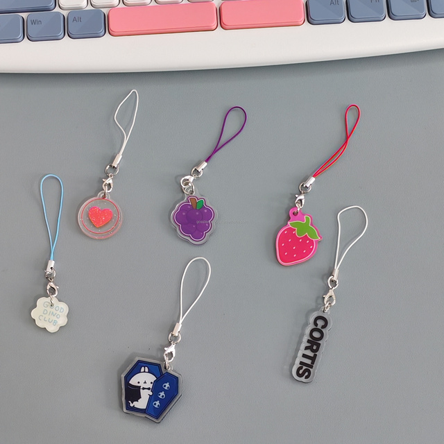 GOSS Custom Promotional Merchandise Gift Japan Anime Theme Double-Sided UV Printed Epoxy Acrylic Phone Charm with Strap