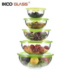 IKOO toptan 5 adet salata kasesi temizle cam salata karıştırma meyve kasesi set