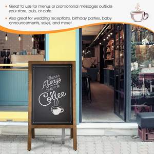 Panneau <span class=keywords><strong>de</strong></span> tableau noir A-Frame <span class=keywords><strong>Chevalet</strong></span> <span class=keywords><strong>de</strong></span> tableau noir autoportant double face, panneau <span class=keywords><strong>de</strong></span> <span class=keywords><strong>trottoir</strong></span> en bois robuste, planche à sandwich - Product Image 3