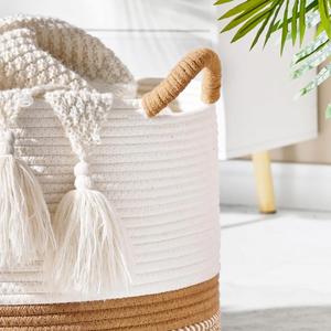 Cesta de Almacenamiento de Ropa y Mantas para Bebé de Algodón Tejido Multifuncional Ecológica de Primera Calidad con Asas para Juguetes de Guardería - Product Image 5