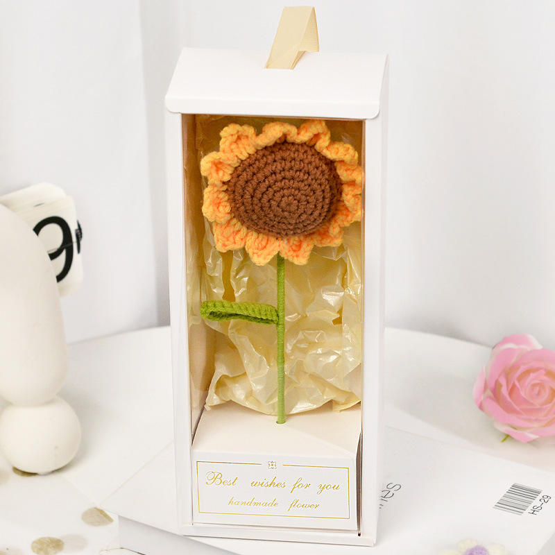 ดอกทานตะวันถัก + กล่องของขวัญ
