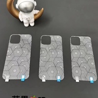 Film Pelindung Belakang Serat Karbon Pola 3D untuk iPhone 12 11 13 14 Pro Max, Stiker Film Penutup Belakang dengan Film Penutup Lensa