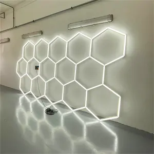 Luz LED hexagonal para trabalho de detalhamento de automóveis, favo de mel com 15 grades, 110v-220v Dropshipping