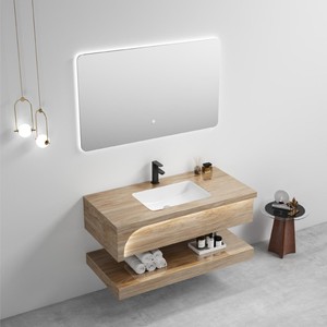 Simple double-layer slate ceramic integrated washbasin bathroom <b>cabinet</b> combination washbasin hotel bathroom washbasin - Product Image 3