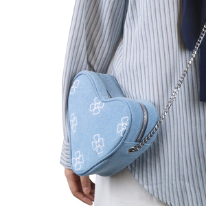 Bolso Bandolera de Mezclilla con Logotipo Bordado en Forma de Corazón, Estilo Bohemio Retro, con Correa para el Hombro, para Mujer, Venta al Por Mayor - Product Image 2