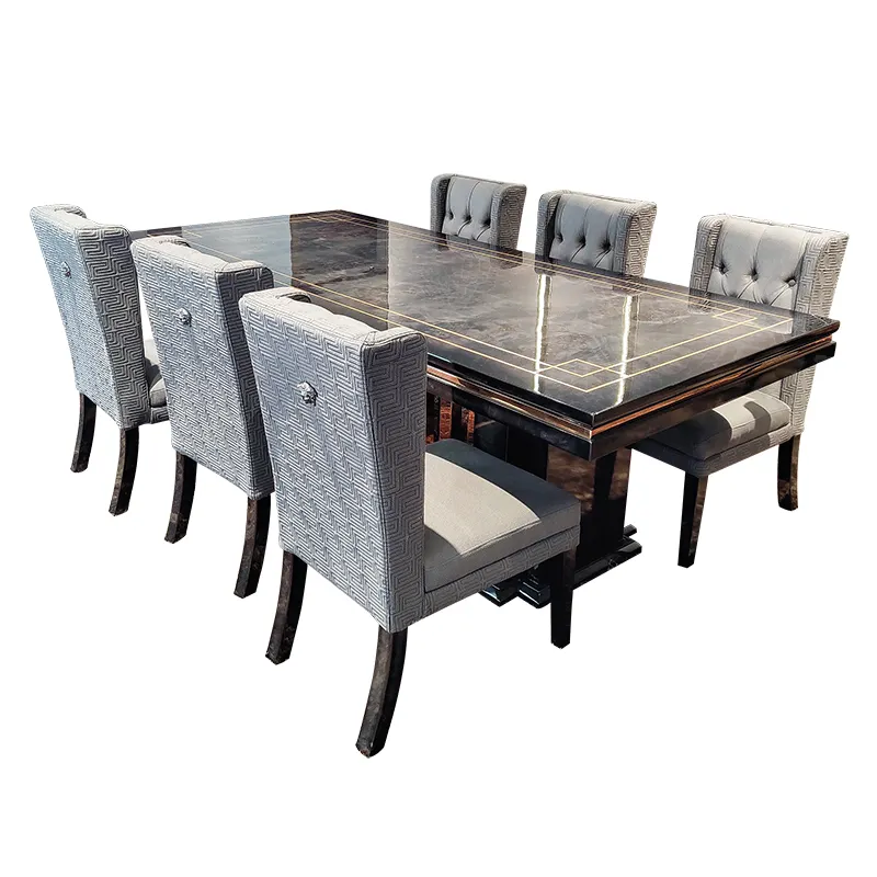 Conjunto de mesa e cadeira de luxo italiana, decoração de sala de jantar, móveis, sala de estar, cozinha, sala de jantar, madeira sólida