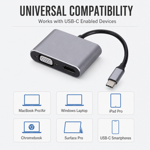 Adattatore <span class=keywords><strong>USB</strong></span> C a HDMI <span class=keywords><strong>VGA</strong></span> 4K 30Hz, Convertitore Type C a HDMI e <span class=keywords><strong>VGA</strong></span> con Doppia Uscita per Laptop, Proiettore, Sala Riunioni - Product Image 5