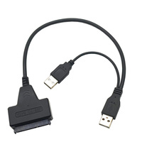 Cable Adaptador Convertidor Externo de Disco Duro de USB 2.0 Dual a SATA de 7+15 Pines a USB 2.0 para SSD/HDD de 2.5 Pulgadas para Portátil