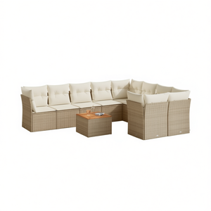 Ensemble de canapés de jardin beige en rotin PE, mobilier d'extérieur avec coussins en mousse haute densité, design contemporain, durable pour une utilisation en jardin - Product Image 1
