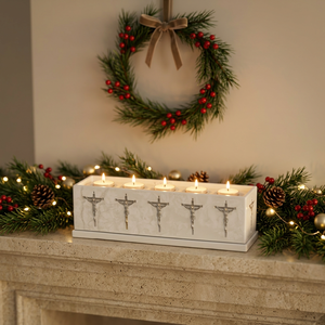 Wholesale Latest Cross Cutout Design White Metal Tea Light <b>Candle</b> <b>Holder</b> for Christmas Decoration - Product Image 4