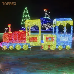 חיצוני קישוט 3d אקריליק אורות מוטיב מסחרי חג המולד אור מציג קטר רכבת