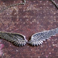 Vintage Angel Wings Feather Choker Großer Anhänger Ästhetische Glieder ketten Statement Halskette für Frauen