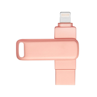 Flash Drive USB 3.0 Metal Putar 2-in-1 Baru Terlaris 64GB~256GB dengan Logo Kustom Model Stick Dikemas dalam Kotak