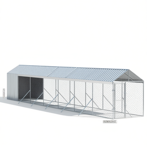 Outdoor Dog Kennel 6.6'x45.9'x8.2' Galvanized Steel Pet House With Silver Roof Large Breed All Seasons - Product Image 1