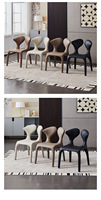 Chaise de salle à manger minimaliste de style italien, luxe léger, revêtement en cuir, structure en acier, accoudoirs, pour la maison, salons de thé, accueil des invités