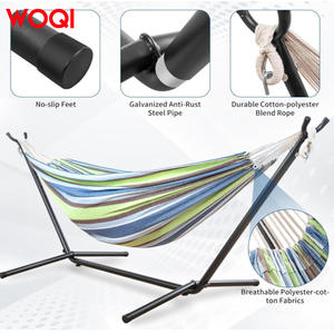 Hamac Woqi avec structure métallique, portable, pour plage, camping, voyage, en tissu coton, capacité 250 lb - Product Image 2