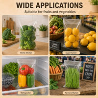 Sacs d'emballage respirants transparents de qualité alimentaire pour produits frais, personnalisés en BOPP, auto-adhésifs et ventilés pour légumes