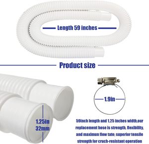 Raccords de <span class=keywords><strong>Tuyau</strong></span> de Remplacement OEM 1,25 Pouce 32mm, Accessoires de Pompe à Filtre Compatibles avec les Pompes de <span class=keywords><strong>Piscine</strong></span> de Surface Standard - Product Image 2