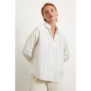 Chemise en modal à double rayures Mango pour homme, bleu popeline, respirante, manches longues - Product Image 4