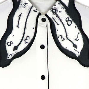 Nouveau collier de <span class=keywords><strong>montre</strong></span> pour femmes Design Sense Blouse femmes chemisier blanc imprimé Niche chemisier noir et blanc - Product Image 4