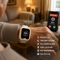 Orologio GPS di Emergenza SOS per Anziani con Impermeabilità IP67, Allarme Medico e Funzione Anti-smarrimento