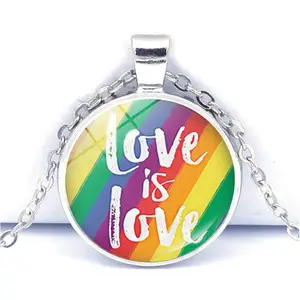 Collar de amor LGBT para Gay, joya con 24 diseños de arcoíris, logo personalizado, hora del orgullo, GEMA, regalo