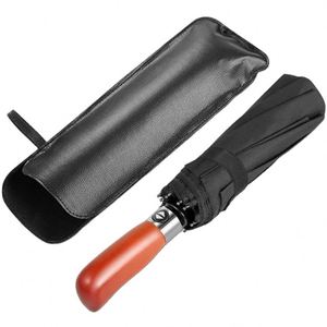 Paraguas Plegable de Viaje de Alta Calidad, de 3 Pliegues, Apertura y Cierre Automático, Resistente al Viento, Compacto y Portátil, con Mango de Madera Real - Product Image 1