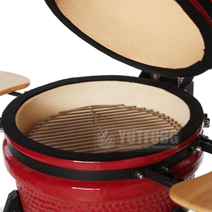 Parrilla de Carbón Cerámica Kamado de 22 Pulgadas, <span class=keywords><strong>Ahumador</strong></span> para Barbacoa con Estantes de Bambú, Compatible con Horno para Pizza - Product Image 4