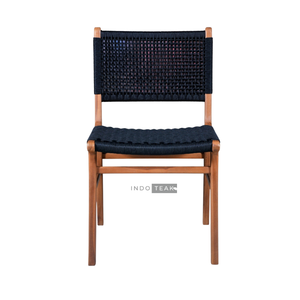 Chaises de salle à manger inclinables portables avec structure en teck et combinaison de cordes robustes, design moderne et élégant - Product Image 5