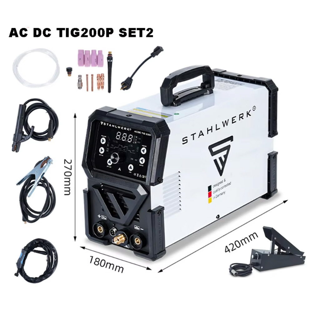 German Brand AC DC TIG MMA PULSE Welder 110V 220V Inverter Welding Kit Machine with Helmet for Stahl Werk TIG200P · image 2