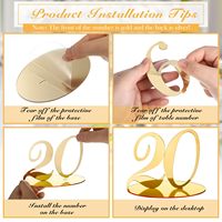 Numéro de table en acrylique pour mariage et réception avec base, élégant, effet miroir, pour salle à manger (or, argent)