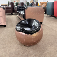 Fauteuil aviateur vintage en aluminium et cuir pour salon, bar ou bureau – Vente en gros