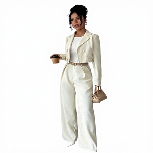 Ensemble de tailleur 2 pièces pour femmes de bureau, de haute qualité, avec logo imprimé, élégant, amincissant, écologique, respirant, pour l'été - Product Image 4