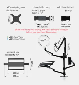 ชุดขาตั้งเซลฟี่แบบตั้งโต๊ะพร้อมไฟวงแหวน LED <span class=keywords><strong>6</strong></span>-10 นิ้ว ไมโครโฟน และที่ยึด ใช้งานร่วมกับแล็ปท็อป จอภาพ แท็บเล็ต และโทรศัพท์ - Product Image 5