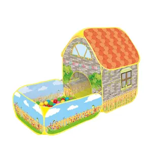 Tente pop up 2 en 1 pour enfants, maison de jeux portable, villa, jardin, chalet, parc, maison, jouet, grand espace de jeu, tentes avec piscine à balles océanique