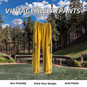 กางเกงวอร์มผ้าฝ้ายเนื้อปานกลางสไตล์วินเทจ พิมพ์ลายได้ตามต้องการ สำหรับผู้ชาย ฟอกสี ลุคทำเก่า ทรงโอเวอร์ไซส์ ขากว้าง ทรงหลวม - Product Image 2