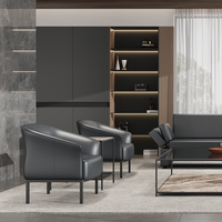 Ensemble de canapés de réception en cuir minimaliste moderne pour les zones de repos des bureaux