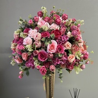 Hochzeits-Blumenkugel Tischdekoration Seiden-Rote-Rosen Künstliche Blumenkugeln für Hochzeitstisch-Dekorationen Party-Event-Dekor